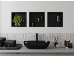 Mexen X-Wall-R, polička na zapustenie na obklad s golierom 30 x 30 cm, čierna matná, 1970303010S