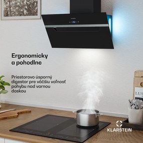 Klarstein BigBite šikmý digestor | režim odsávania vzduchu a recirkulácie | bezpečnostné sklo | 417 m³/h | 60 cm