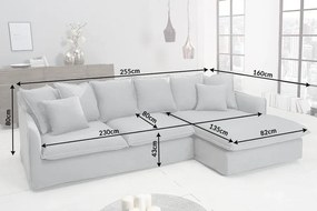 Rohová sedačka HEAVEN 255 cm ľanová látka sivá