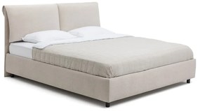 Béžová čalúnená dvojlôžková posteľ s úložným priestorom s roštom 180x200 cm Myra Pillow – Bonami Selection