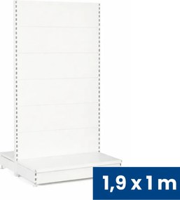 Predajný regál obojstranný, plné steny, 1900 x 1000 x 900 mm, základná, biela