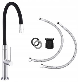Gamma Flex Slim, vysoká kuchynská batéria s elastickým ramenom h-480 mm, čierna-chrómová, GMA-BFXSL-CH