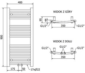 Mexen Ares, elektrické vykurovacie teleso 900 x 400 mm, 300 W, čierna, W102-0900-400-6300-70