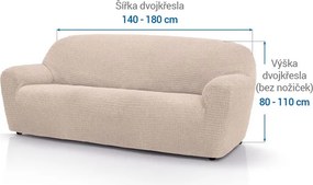 Super strečové poťahy RUBINIA smotanová dvojkreslo (š. 140 - 180 cm)