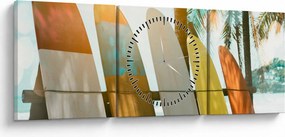 Obraz - Surfovacie dosky (s hodinami) (90x30 cm)