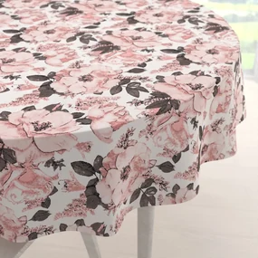 Biante Bavlnený okrúhly obrus Sandra SA-549 Ružové ruže a puky na bielom Ø 90 cm