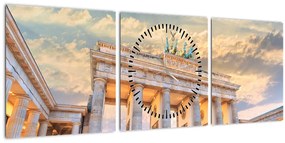 Obraz - Brandenburská brána, Berlín, Nemecko (s hodinami) (90x30 cm)