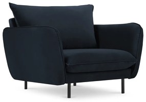 Tmavomodré zamatové kreslo Vienna – Cosmopolitan Design