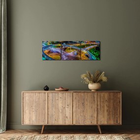 Obraz - panoráma nočného mesta (s hodinami) (90x30 cm)