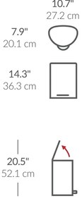 Simplehuman Pedálový odpadkový kôš 6 l, polokrúhly, matná nehrdz. oceľ, plast