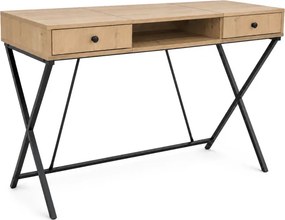 Kancelársky industriálny stôl CROSSLINE dub Artisan / čierne nohy