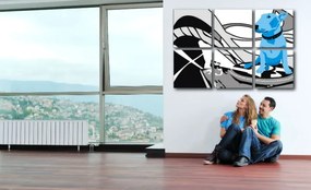 Ručne maľovaný POP Art obraz Dog and DJ´S 6 dielny  dd