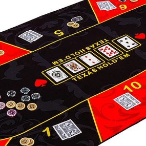 Pokerová podložka 160x80 cm, červeno-čierna, protišmyková