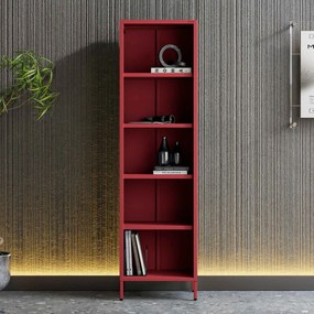Knižnica do obývačky MARIO, 500 x 1800 x 350 mm, Modern: červená farba