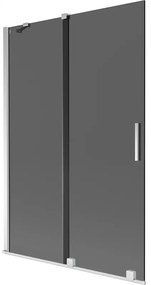 Mexen Velar, 2-krídlová posuvná vaňová zástena 120 x 150 cm, 8mm šedé sklo, chrómová, 896-120-000-41-01