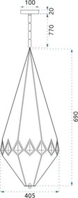 Toolight - Krištáľová závesná lampa 3xE14 40W APP210-3CPR, strieborná, OSW-07500