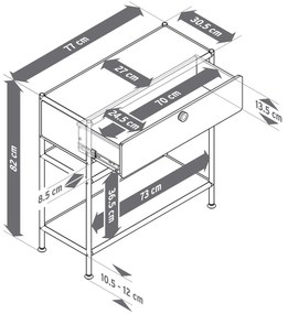 Kovová konzola »CN3 Slim Line« so zásuvkou, hnedosivá