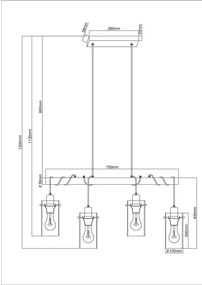 Globo 15564-4H - Luster na lanku FANNI 4xE27/40W/230V
