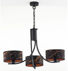Jupiter 2106- Luster na reťazi ARTHUR 3xE27/15W/230V čierna/oranžová/mramorový dekor