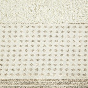 Osuška v béžovej farbe s lemom zvýrazneným bodkami a lesklou lurexovou niťou Šírka: 50 cm | Dĺžka: 90 cm