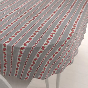Biante Bavlnený oválny obrus Sandra SA-419 Ružičky na sivom bodkovanom 120x140 cm