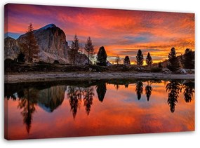 Obraz na plátně Aurora na Červeném jezeře - 60x40 cm