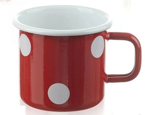 Červený smaltovaný hrnček s bodkami Red dot - Ø8 * 8cm - 250ml