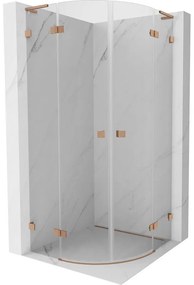Mexen Lunar, L výklopný polkruhový sprchový kút 70 x 70 cm, 8mm číre sklo, profil medená matná, 833L-070L-070P-65-00