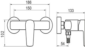 Novaservis Metalia 58, sprchová batérie bez príslušenstva 150 mm, čierna matná, 58061/1-5