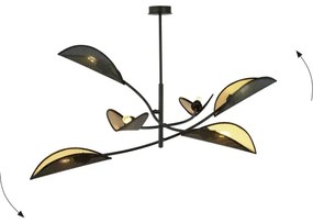 Luster na tyči LOTUS 6xE14/10W/230V čierna/zlatá