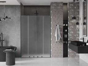Mexen Velar L Duo, posuvné sprchové dvere do otvoru 140 cm, 8mm sklo námraza, brúsený grafit, 871-140-003-32-95