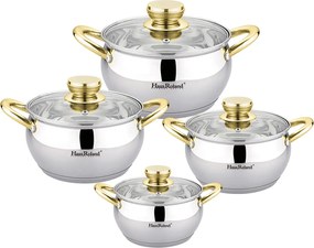 Haus Roland Súprava nerezového riadu, 8-dielna, so zlatými úchytmi