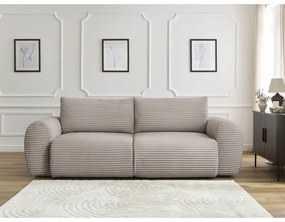 Svetlosivo-béžová menčestrová rozkladacia pohovka 257 cm Lucien – Bobochic Paris