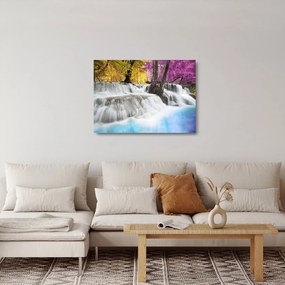 Sklenený obraz Erawan vodopádu v lese (70x50 cm)