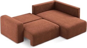 Ženilková rozkladacia/s úložným priestorom rohová pohovka v terakotovej farbe (pravý roh/do L) Kona – Makamii