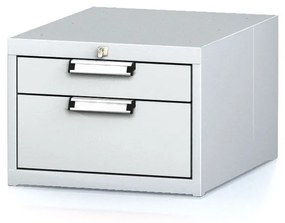 Alfa 3 Závesný dielenský box na náradie k pracovným stolom MECHANIC, 2 zásuvky, 480 x 600 x 351 mm, modré dvere
