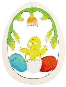 AMADEA Drevená dekorácia vajíčko kura, veľkosť 18 cm, český výrobok