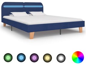 Rám postele s LED svetlom modrý látkový 160x200 cm