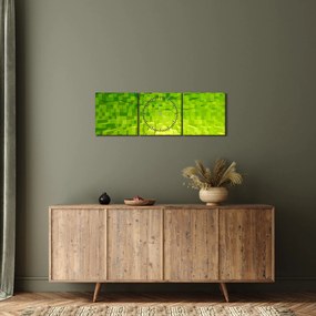 Obraz žltozelených kostičiek (s hodinami) (90x30 cm)