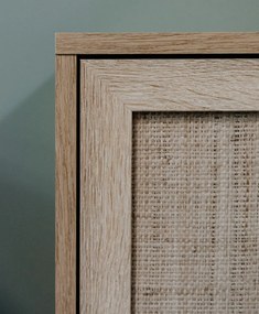 Vysoká skrinka s presklením Bali, dub sonoma/výplet