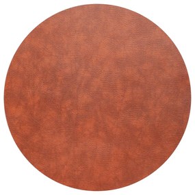 Kožený koberec Circle – červenohnedý