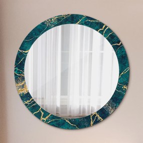 Okrúhle ozdobné zrkadlo na stenu Zelený malachitový mramor fi 80 cm