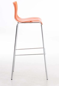 Barová stolička Hoover - plast, kovové nohy chróm - Oranžová