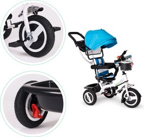 ECOTOYS detský trojkolový bicykel otočné sedadlo 360° odnímateľná strieška, gumené kolesá