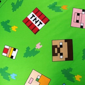 Zeleno-modré bavlnené detské obliečky na jednolôžko 140x200 cm Minecraft "Outdoor Mobs" – Jerry Fabrics