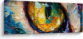 Obraz - Maľba mačacieho oka (s hodinami) (90x30 cm)
