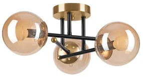 Lamkur Prisadený luster MALENA 3xE14/5W/230V zlatá/čierna/dymová béžová LA49373