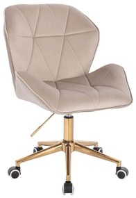 LuxuryForm DESIGN Stolička MILANO MAX VELUR na zlatej podstave s kolieskami - latte