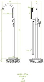 Laveo Pola, voľne stojaca vaňová batéria h-1081, zlatá matná, LAV-BAP_G1SB