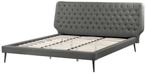 Súprava nábytku do spálne z umelej kože 180 x 200 cm sivá ESSONNE Beliani